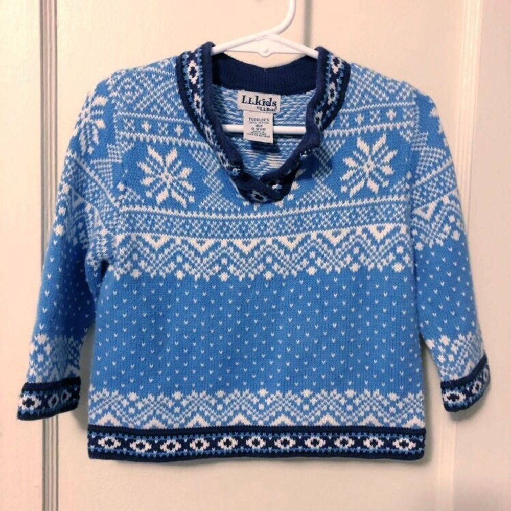 L.L. Bean Fair Isle Holiday Cotton Sweater 18 mo